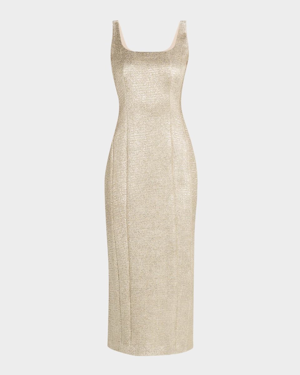 Alma Sheath Metallic Tweed Dress